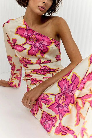 One-Shoulder Floral Maxi Dress