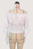 Off-Shoulder Lace-Up Blouse