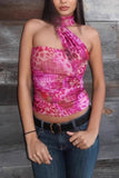 Asymmetric Tie Halter Cami Top
