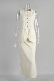 Button-Front Skirt Set