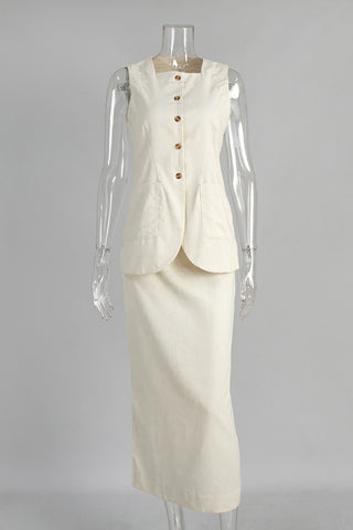 Button-Front Skirt Set