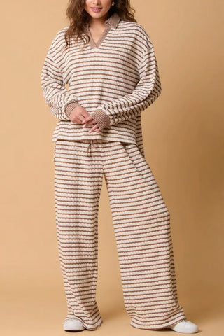 Striped Wide-Leg Pants Set