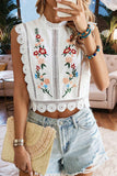 Floral Lace Trim Tank Top