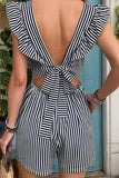 Striped Ruffled Romper