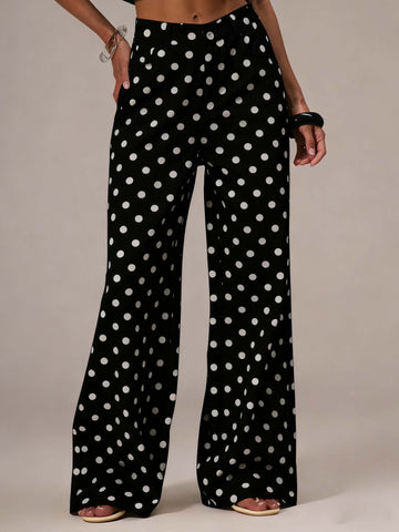 Polka Dot Wide Leg Jeans