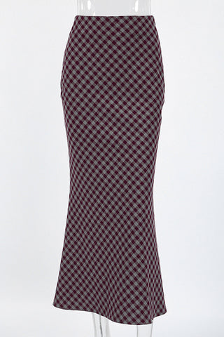 Plaid Pattern Maxi Skirt