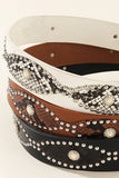 Studded Snake Print Belt