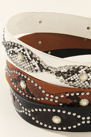 Studded Snake Print Belt