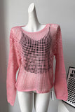 Long-Sleeve Crochet Knit Top