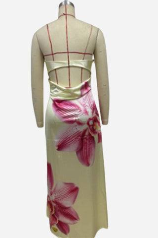 Strapless Maxi Floral Vacation Dress