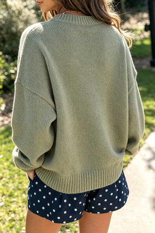 Duck Intarsia Crew Neck Knit Sweater