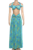 Tie-Front Cutout Strap Skirt Set
