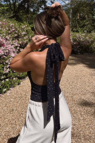 Polka Dot Cross-Halter Top