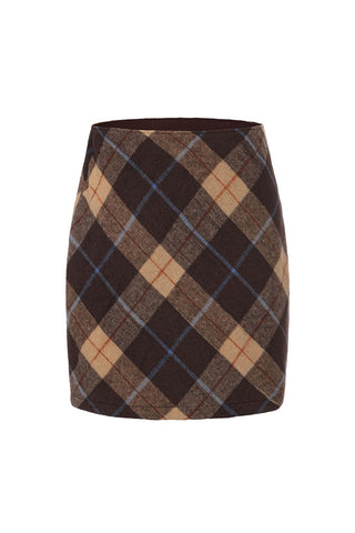 Plaid High-Waist Bodycon Midi Skirt