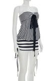 Strapless Striped Casual Dress