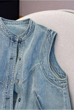 Button-Front Stand Collar Vest