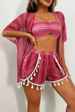 Vibrant Striped Bikini Set with Cover-Up