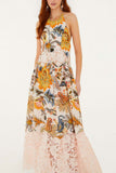 Floral Halter Lace Maxi Dress