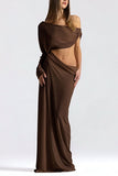 One-Shoulder Cutout Maxi Casual Dress