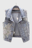 Rhinestone Sun Patch Button Vest