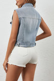 Lace-Trimmed Denim Vest