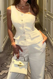 Asymmetric Button-Front Pants Set