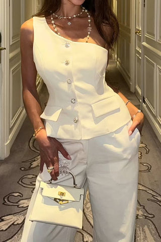 Asymmetric Button-Front Pants Set