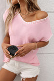 Striped Trim V-Neck Knit Top