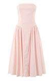 Strapless A-Line Midi Dress