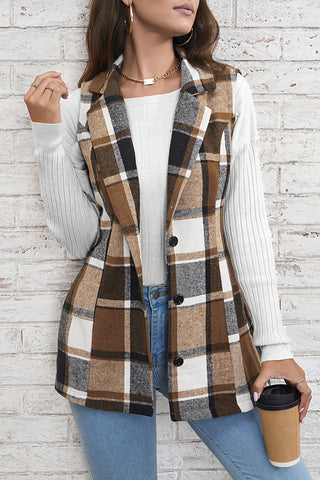 Buttoned Plaid Vest for Versatile Styling