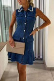 Button-Front Denim Dress