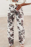 Patterned Straight-Leg Jeans