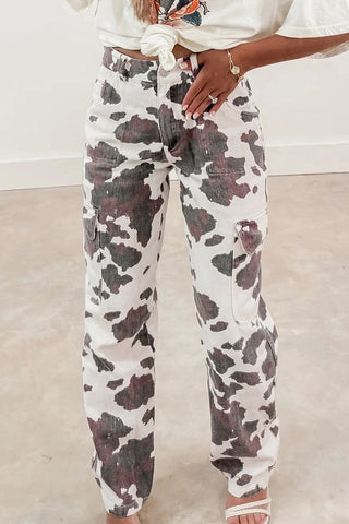 Patterned Straight-Leg Jeans