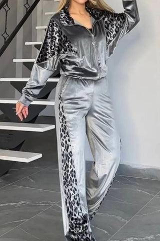 Leopard Print Casual Pants Set