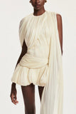 Draped Shoulder Detail Evening Dress