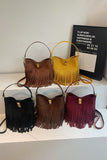 Fringe Accent Shoulder Crossbody Bag