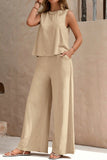 Sleeveless Wide-Leg Pants Set