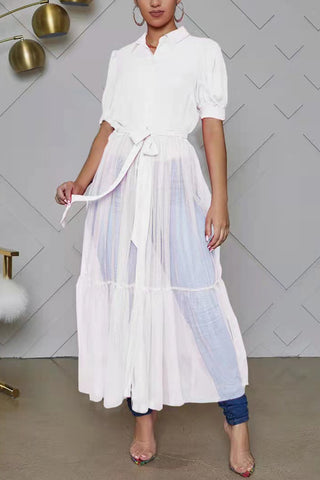 Sheer Overlay Casual Dress