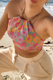 Floral Print Halter Neck Crop Top