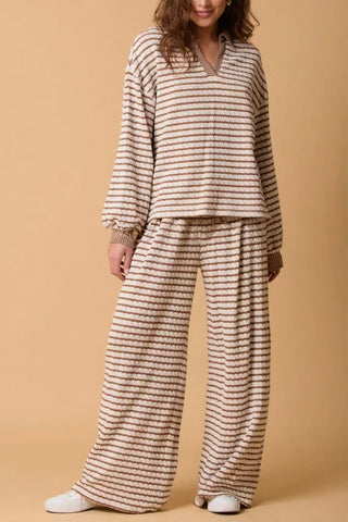 Striped Wide-Leg Pants Set