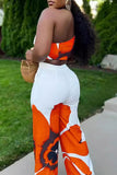 One-Shoulder Floral Pants Set