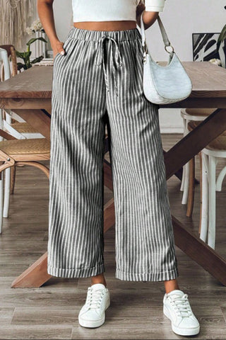 Striped Wide-Leg Casual Pants