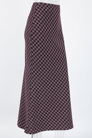 Plaid Pattern Maxi Skirt