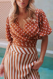 Polka Dot and Stripe Wrap Skirt Set