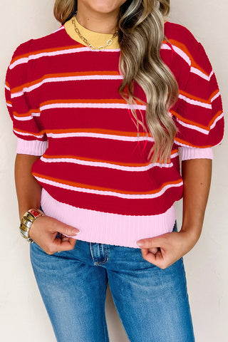Striped Puff Sleeve Sweater