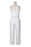 Button-Front Tube Top and High-Waist Pant Set