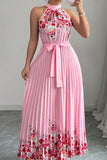 Halter Neck Pleated Maxi Dress