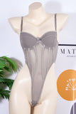 Mesh Panel Bodysuit with Strappy Design