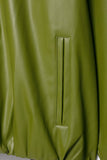 Stand Collar Zip-Up Faux Leather Jacket