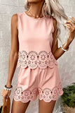 Sleeveless Eyelet Short Set